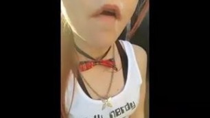 sexy nerdy redhead takes load of cum on her tongue