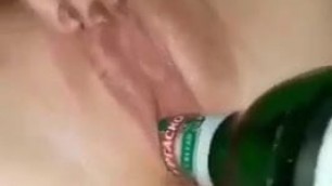 Bulgarian Pussy gets fingered and fucked by Beer Bottle