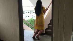 Solo masturbate in Dress set yellow 2