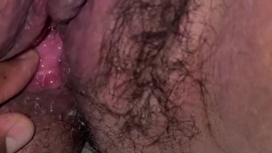 My wife's cousin giving me a footjob and squirting after.