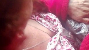 Granny tits in bus