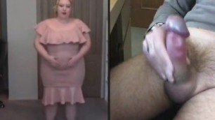 Jerking off a big dick on mature chubby milf – webcam