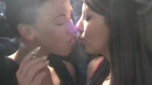 Lolly and Antonia smoking and kissing