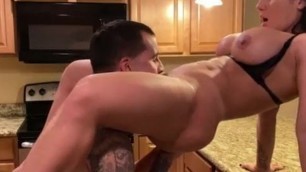 Horny couple fuck in kitchen