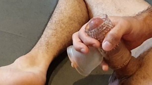 Huge cumshot with Jay Zerto’s masturbation sleeve