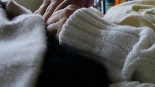 Sweater Fetish Play, sweater cum shots, masturbation with mohair, tennis sweater, cashmere, Angora Jumper fetish