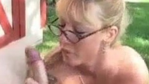 Blonde Mature Facial Glasses Cumshot